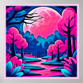 Rosa Moonlit Forest Art Poster