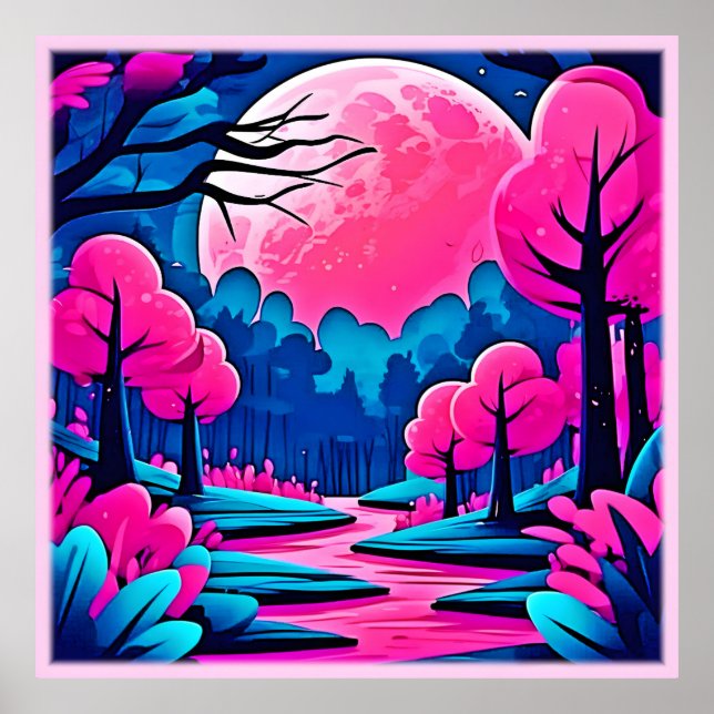 Rosa Moonlit Forest Art Poster (Framsidan)