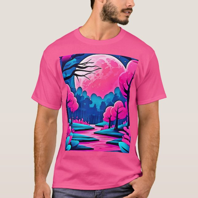 Rosa Moonlit Forest Art T Shirt (Framsida)