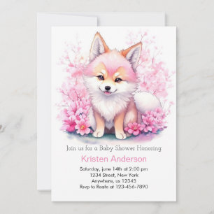 Rosa Moonlit Varg Pack Baby Shower Inbjudningar