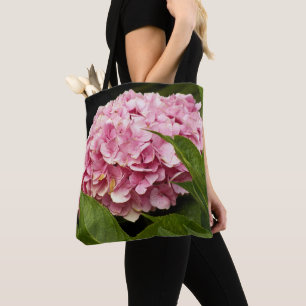 Rosa Mophead Hydrangea Blommigt Tygkasse
