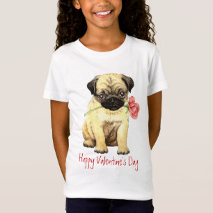 Rosa mops för valentin tee shirt