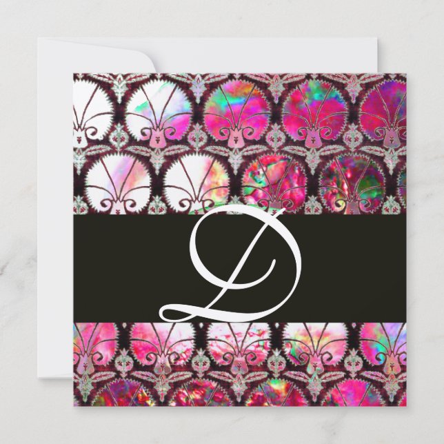 ROSA MOR AV PEARL DAMASK CARNATIONS MONOGRAM INBJUDNINGAR (Framsida)