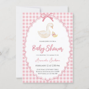 Rosa Mor Goose and Gosling Baby Shower Inbjudningar