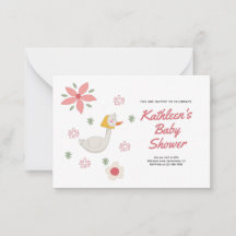 Rosa Mor Goose Baby Shower-inbjudan