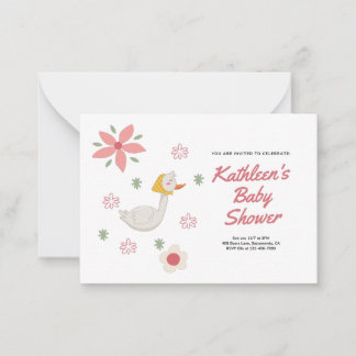 Rosa Mor Goose Baby Shower-inbjudan Anteckningskort