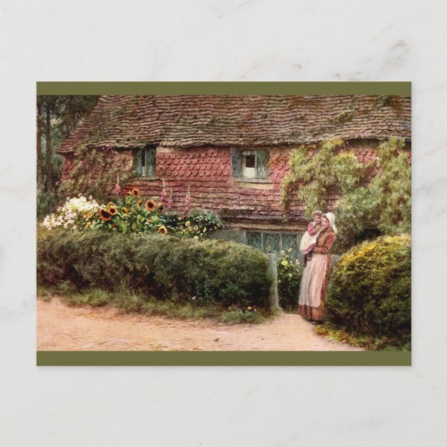 Rosa Mor och barn Vykort (Framsida)