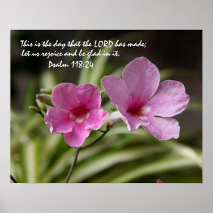 Rosa morgonhärlighet med Verse från Psalm118:24 Poster