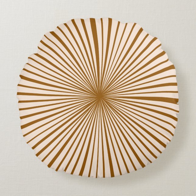  Rosa Mörk Chocolate Brown Rand Mönster Rund Kudde (Framsidan)