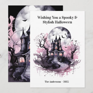 Rosa Mörkt Skräckinjagande Halloween-kort Julkort