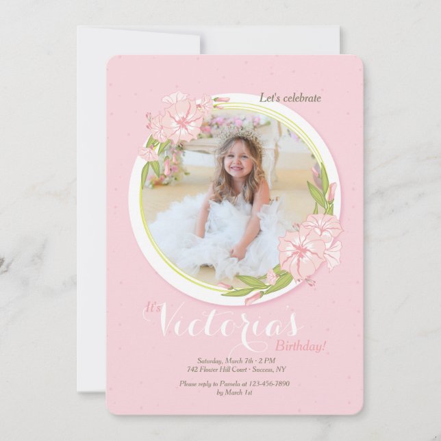 Rosa Morning Glory Foto Inbjudan (Framsida)