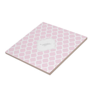 Rosa Moroccan Mönster med Monogram Tile Trivet Kakelplatta