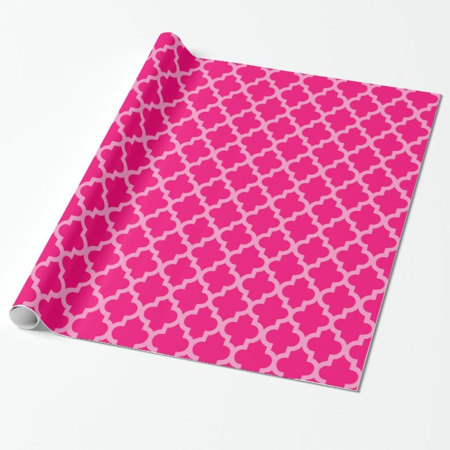 Rosa Moroccan Moods Quatrefoil Presentpapper (Utrullad)