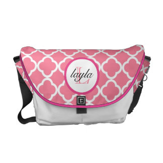 Rosa Moroccan Print Monogram Diaper Bag Kurir Väska