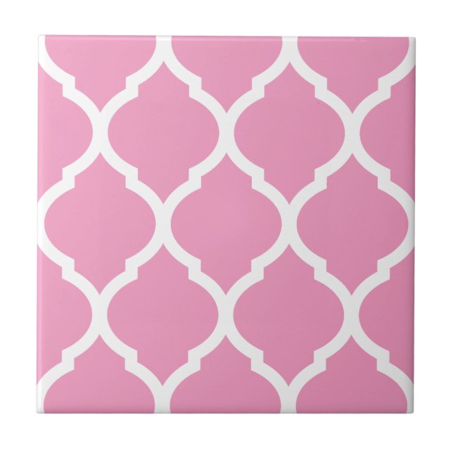 Rosa Moroccan Quatrefoil Patternated Ceramic Tile Kakelplatta (Framsidan)