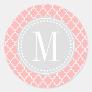 Rosa Moroccan Tiles Lattice Personlig Runt Klistermärke