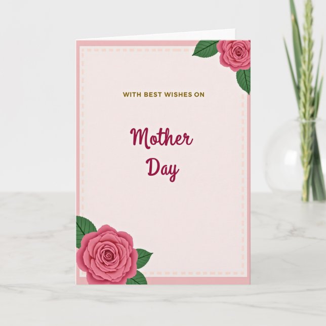 Rosa Mors Dag Blommig Kort (Framsida)