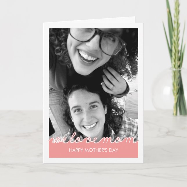Rosa Mors dag Photo Kärlek Mamma utklippstext Kort (Framsida)