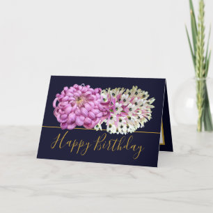 Rosa Morsa & White Orchids Blommigt Bouquet Birthd Kort