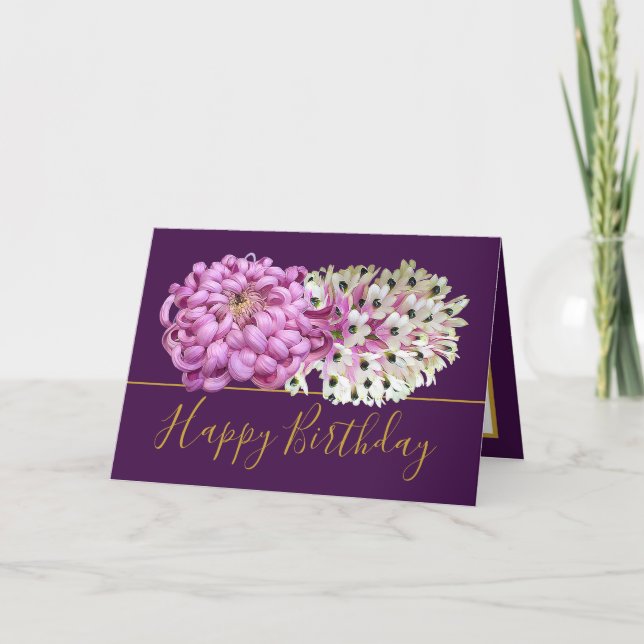 Rosa Morsa & White Orchids Blommigt Bouquet Birthd Kort (Framsida)