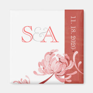 Rosa morsablommigtbröllop spara datum magnet