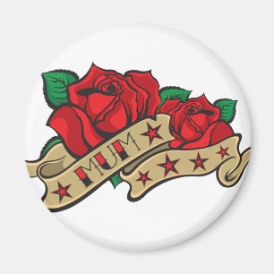 Rosa morsaillustration för tatuering magnet