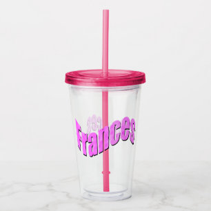 Rosa Mosaic Frances Namn, Akryltumbler Take Away Mugg