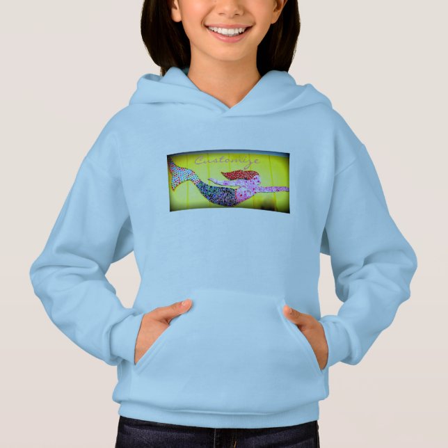 rosa mosaik sjöjungfru t-shirt (Framsida)