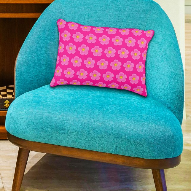 Rosa Moss Ro Flower Seamless Mönster på Prydnadskudde (Pink Moss Rose flower seamless pattern on accent pillow)