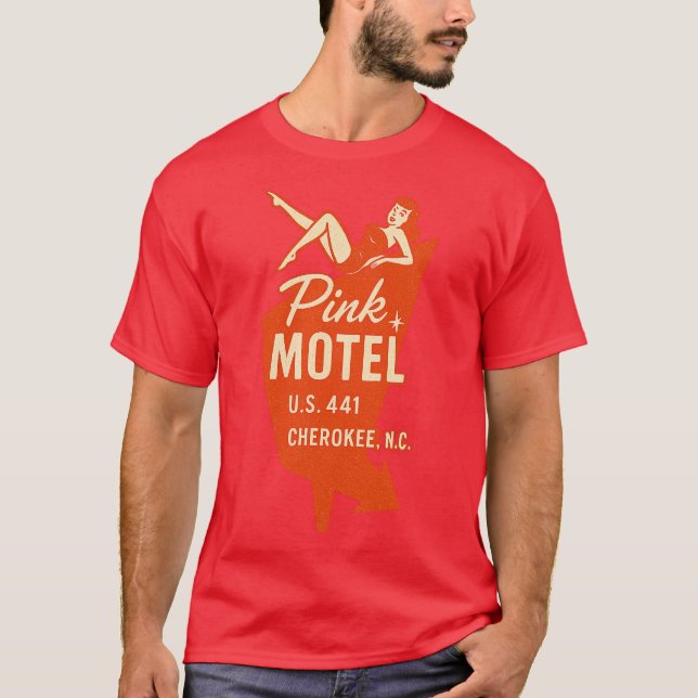 Rosa Motel Fairy - Cherokee, NC Retro 50s & 60s Ro T Shirt (Framsida)