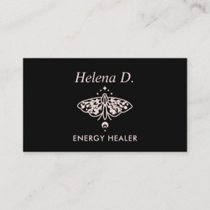 Rosa Moth Butterfly Måne Phase Reiki Practiker Visitkort