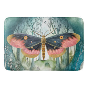 Rosa Moth Forest Night Badrumsmatta