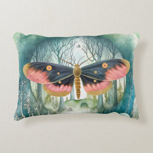 Rosa Moth Forest Night Prydnadskudde