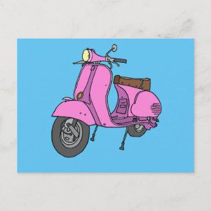 Rosa Motor Scooter Vykort