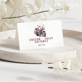 Rosa Motorcycle Birthday Folat Food Tält/Tilt Card Tack Kort