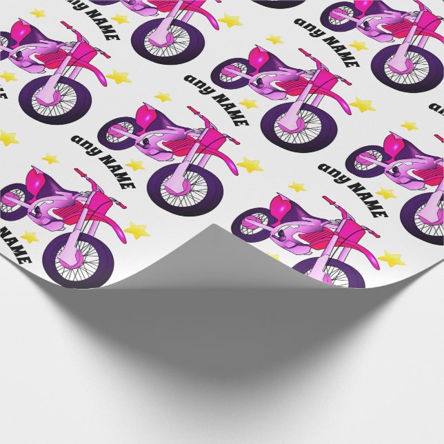 Rosa motorcykel och anpassat meddelande i presentp presentpapper (Hörn)