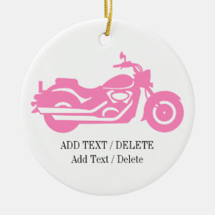 Rosa motorcykelprydnad julgransprydnad keramik