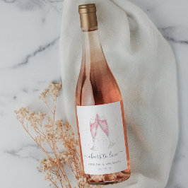 Rosa Moukling Vin "Cheers to Kärlek"-Personligen Vinflaska Etikett
