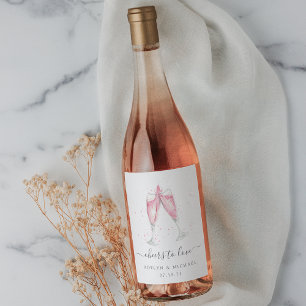 Rosa Moukling Vin "Cheers to Kärlek"-Personligen Vinflaska Etikett