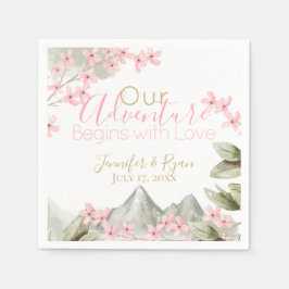 Rosa Mountain Blommar Äventyr Pappersservett