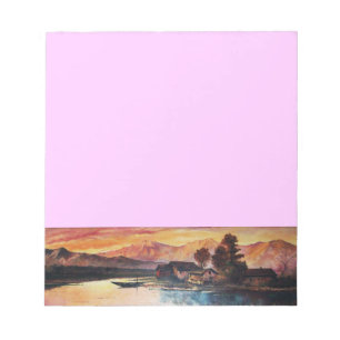 ROSA MOUNTAINS SJÖ ALPINE SUNSET LANDSCAPE ANTECKNINGSBLOCK