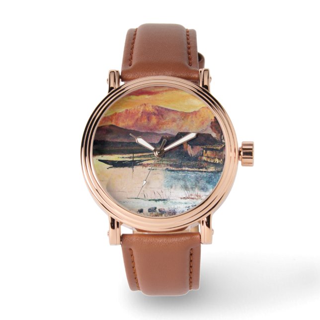 ROSA MOUNTAINS SJÖ ALPINE SUNSET LANDSCAPE ARMBANDSUR (Framsida)