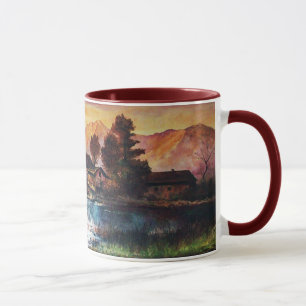ROSA MOUNTAINS SJÖ ALPINE SUNSET LANDSCAPE MUGG
