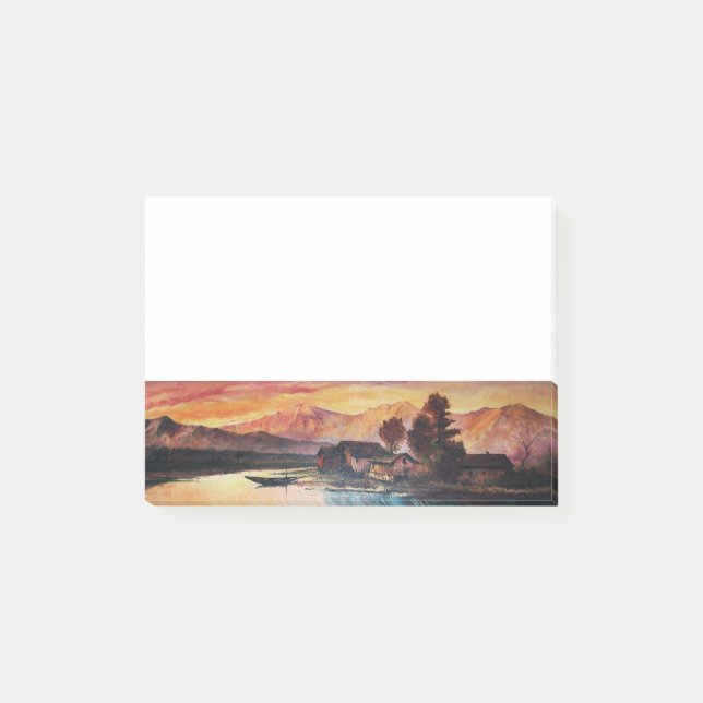ROSA MOUNTAINS SJÖ ALPINE SUNSET LANDSCAPE POST-IT BLOCK (Framsida)