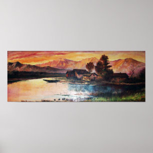 ROSA MOUNTAINS SJÖ ALPINE SUNSET LANDSCAPE POSTER