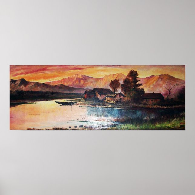 ROSA MOUNTAINS SJÖ ALPINE SUNSET LANDSCAPE POSTER (Framsidan)