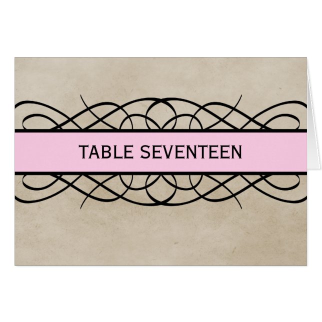 Rosa Mourous Gräns Bordsnummer Card Hälsningskort (Framsidan Horizontal)