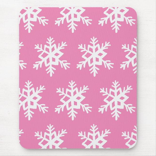 Rosa Mousepad w/Snöflingor Musmatta (Framsidan)