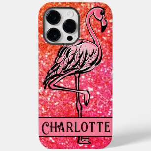 Rosa mousserande glitter Flamingo monogrammat