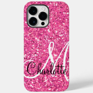 Rosa mousserande glitter monogrammet